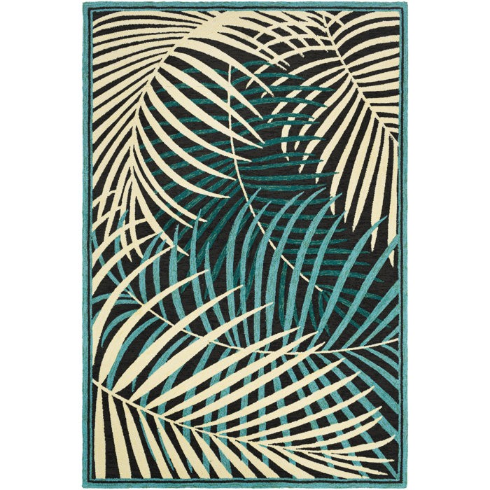 Bay Isle Home Vandyke Floral Hand Hooked Cream/Green/Black Indoor / Outdoor Area Rug Wayfair